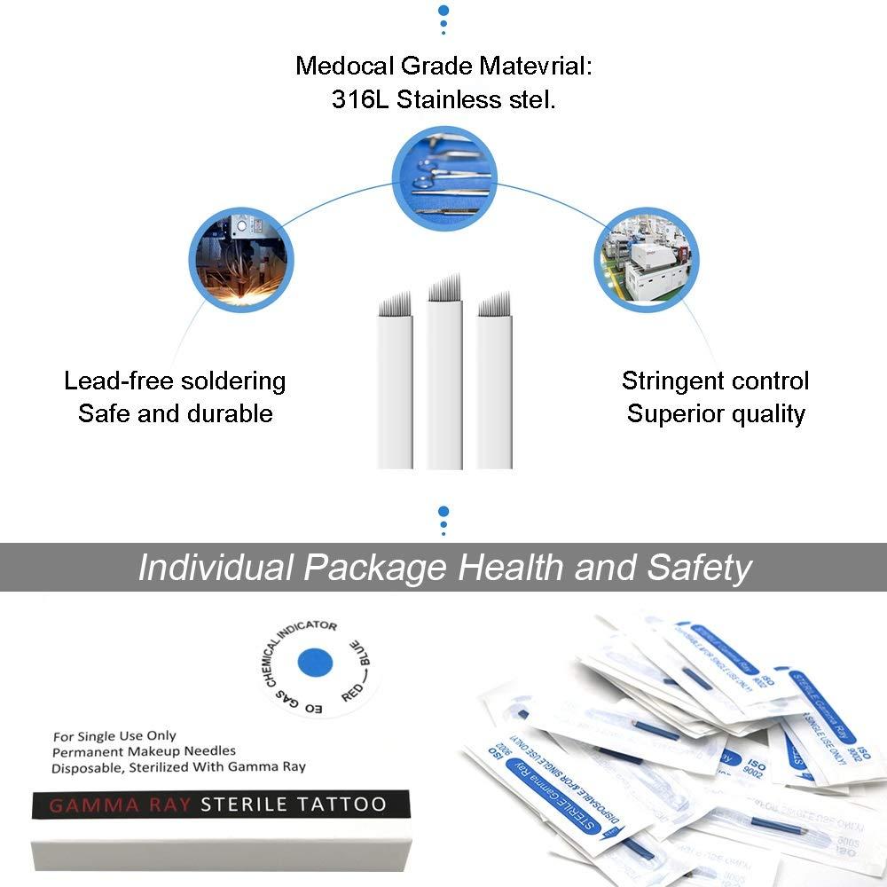 Dr.Pedi Microblading Needles Eyebrow Tattoo Pen Blades Permanent Makeup Needles Pins Microblade Supplies Sloped 18 pin white 50pcs