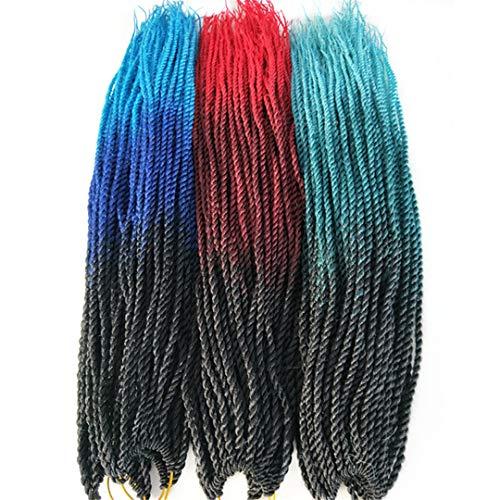 BBIDSW 1PC Dip Dye Blue Red Green Micro Senegalese Twist Braiding Hair Extensions Synthetic Crochet Pre-Loop Hair T1B/Green 18inches