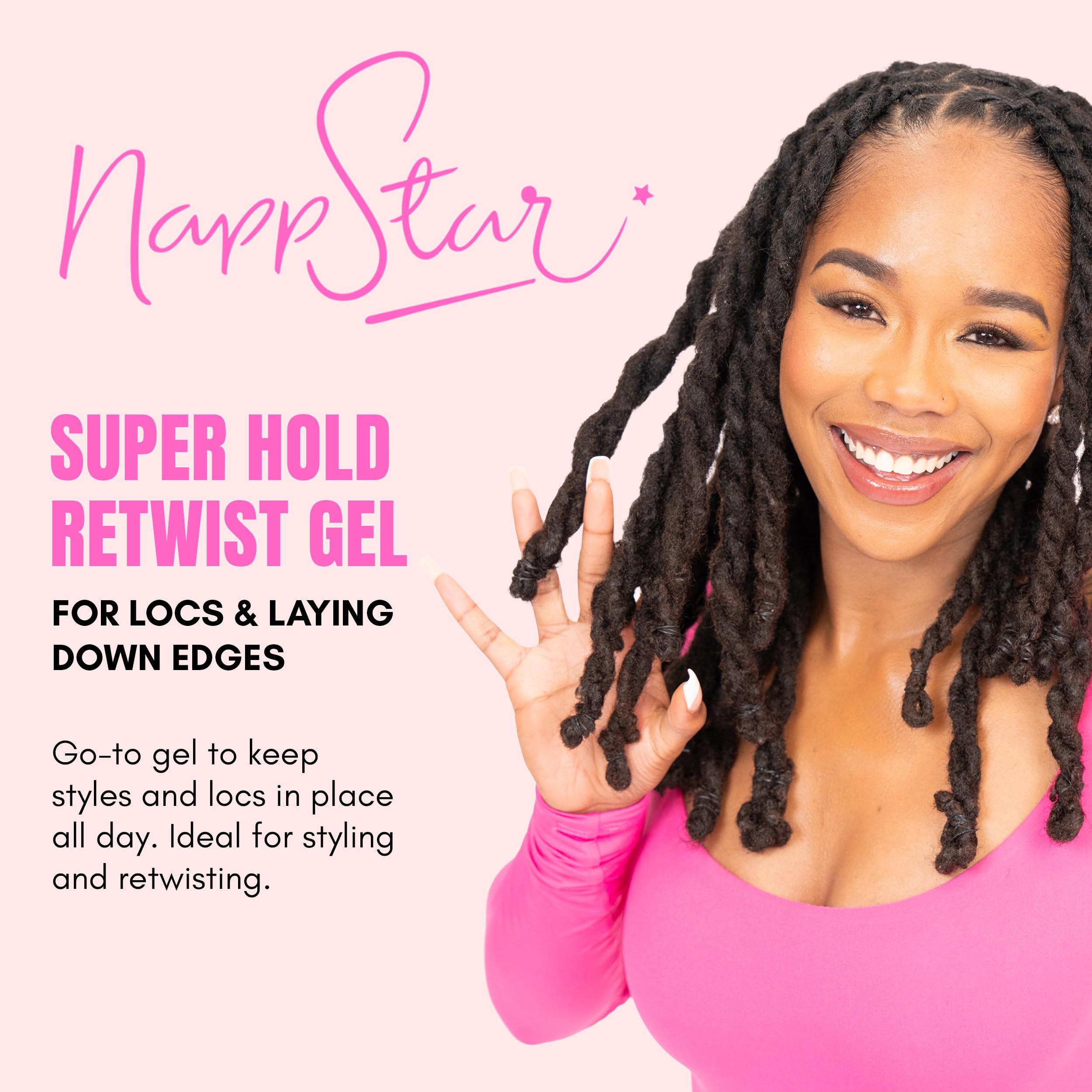 Nappstar NappStar Super Hold Retwist Gel in Pink, Strong Hold for Locs and Edges, Non-Flaking, 16 Fl Oz