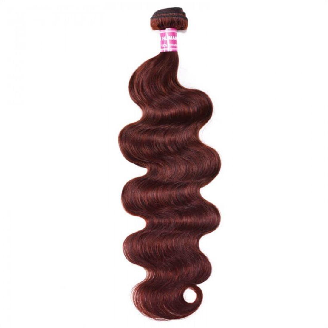 Beauty Forever Beauty Forever #33B Reddish Brown Brazilian Body Wave Human Hair Weave 1 Bundle 18 Inch,Auburn Brown Copper Red Remy Human Hair Wavy Weaves Hair Extentions