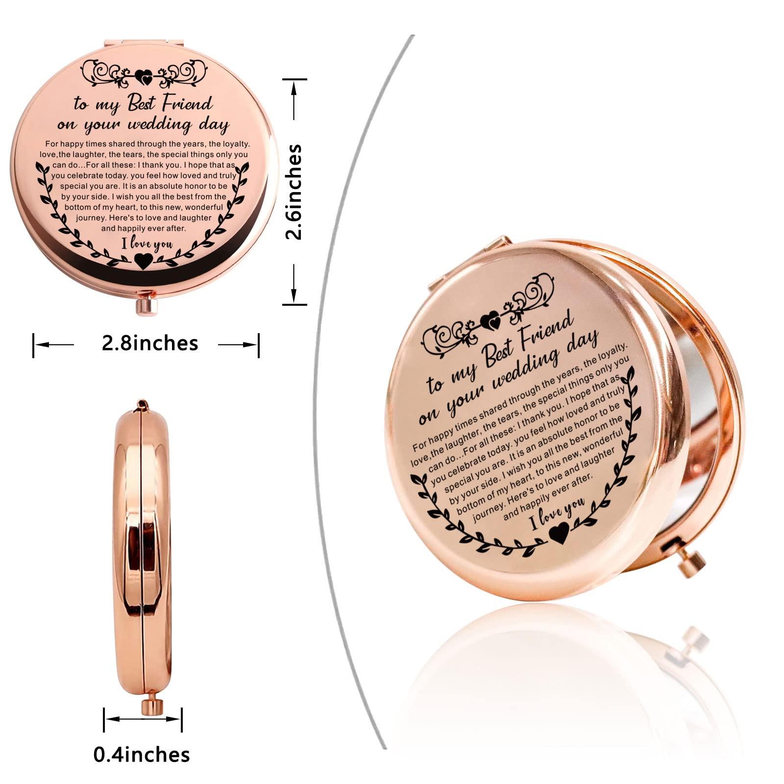 UJIMS UJIMS to My Best Friend on Your Wedding Day Gifts for Bride Best Friend to Bride Makeup Mirror Wedding Gift for Bride (Best Friend to Bride Mirror)