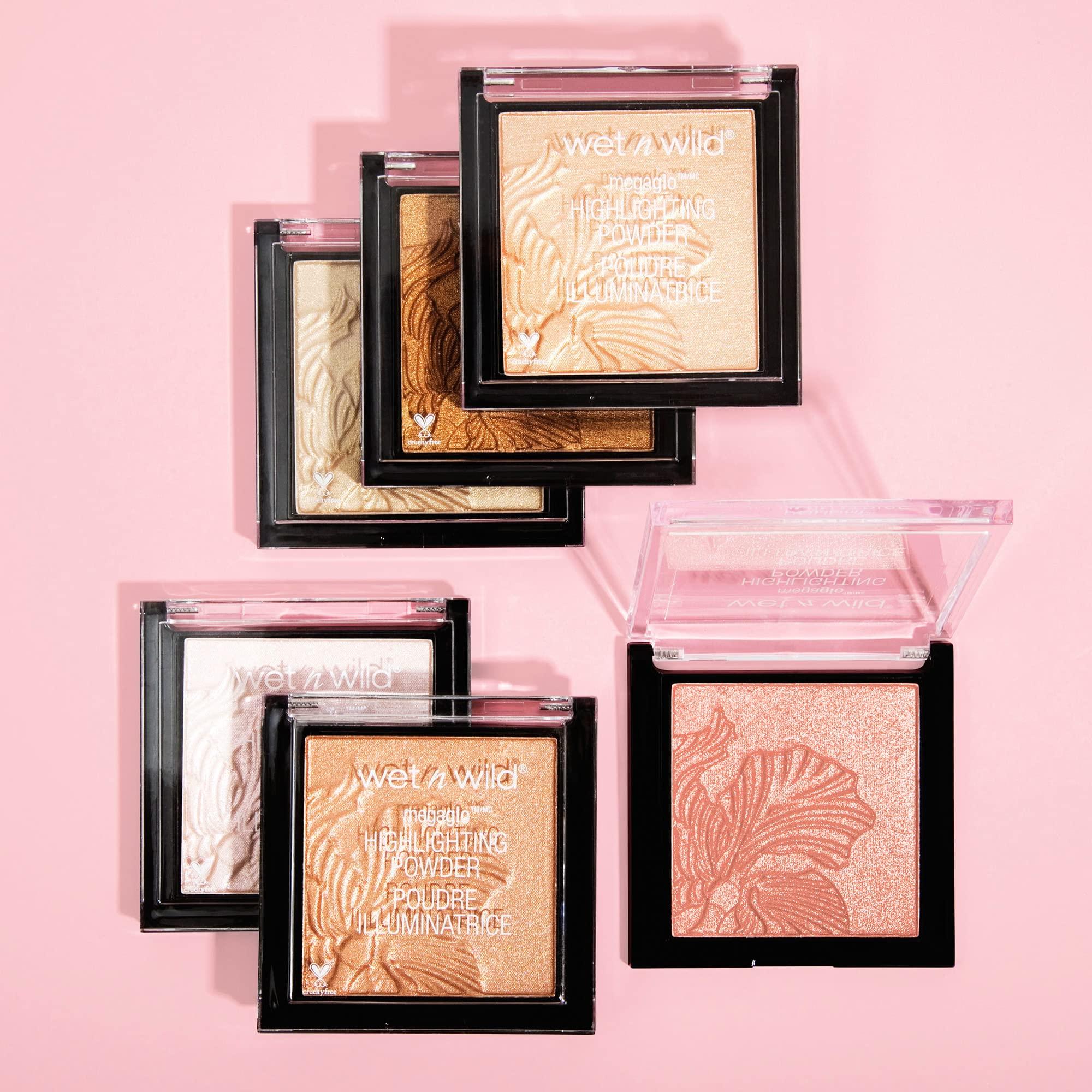 wet n wild wet n wild MegaGlo Highlighting Powder, Highlighter Makeup, Shimmer Glow, Natural Pink Precious Petals & Pink Rose Gold Blossom Glow