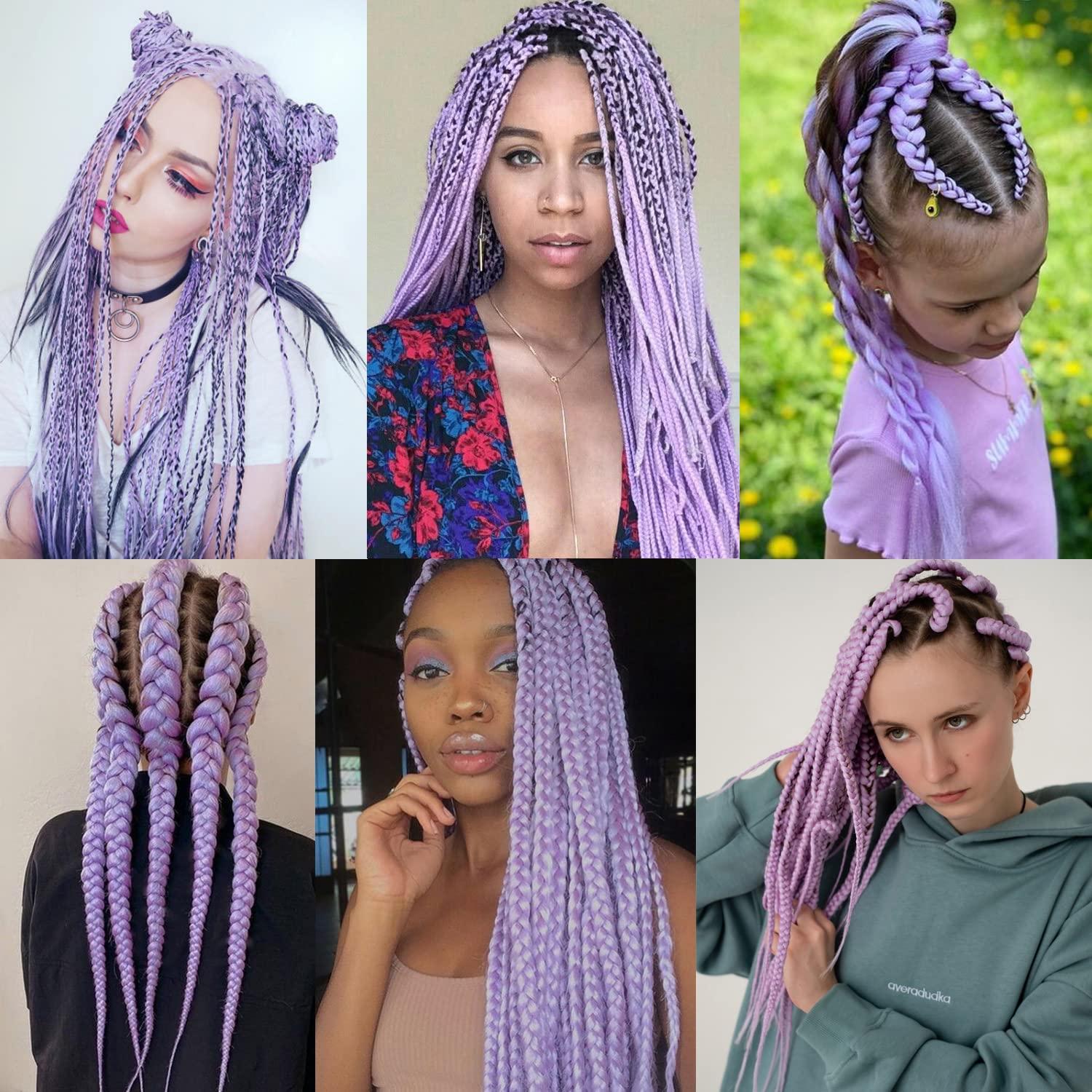 SHCLYING SHCLYING Purple Braiding Hair Pre Stretched,Top Synthetic Pre Stretched Braiding Hair Extensions,Easy Braid 26inch 3packs Yaki Texture Crochet Hair Braids.