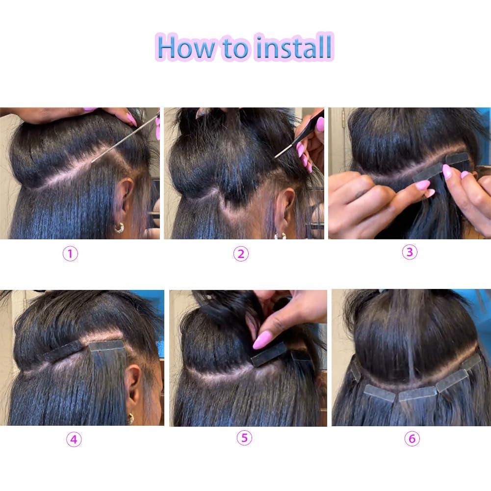 Saisifen Saisifen Straight Tape in Hair Extensions 100% Human Hair 20pcs 50g/Pack Red Tape ins Extension 16 inches