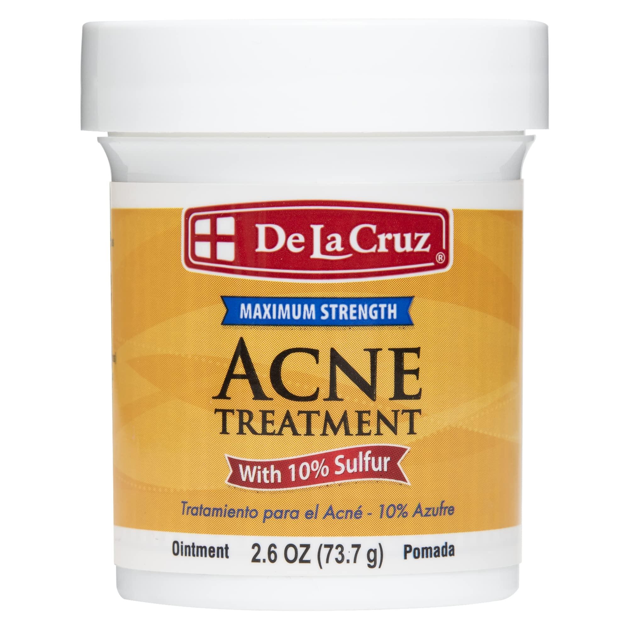 De La Cruz De La Cruz 10% Max Strength Sulfur Ointment Acne Treatment, Allergy-Tested, No Preservatives, Fragrances or Dyes, Made in USA 2.6 OZ Plus 2 Sulfur Soaps