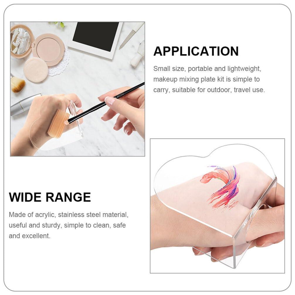 Beaupretty Beaupretty 3 Sets Heart Makeup Mixing Palette Art Nail Palette Foundation Blending Palette Acrylic Makeup Mixing Palette with Spatulas Makeup Mixing Tray