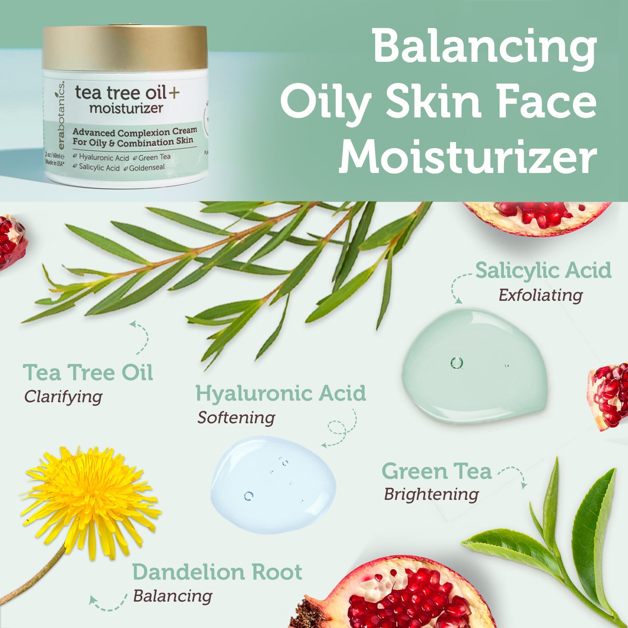 Era Organics Era Organics Tea Tree Cream Face Moisturizer for Oily Skin - Advanced 7X Balancing Oily Skin Moisturizer - Non-Greasy Moisturizer - Tea Tree Oil for Skin