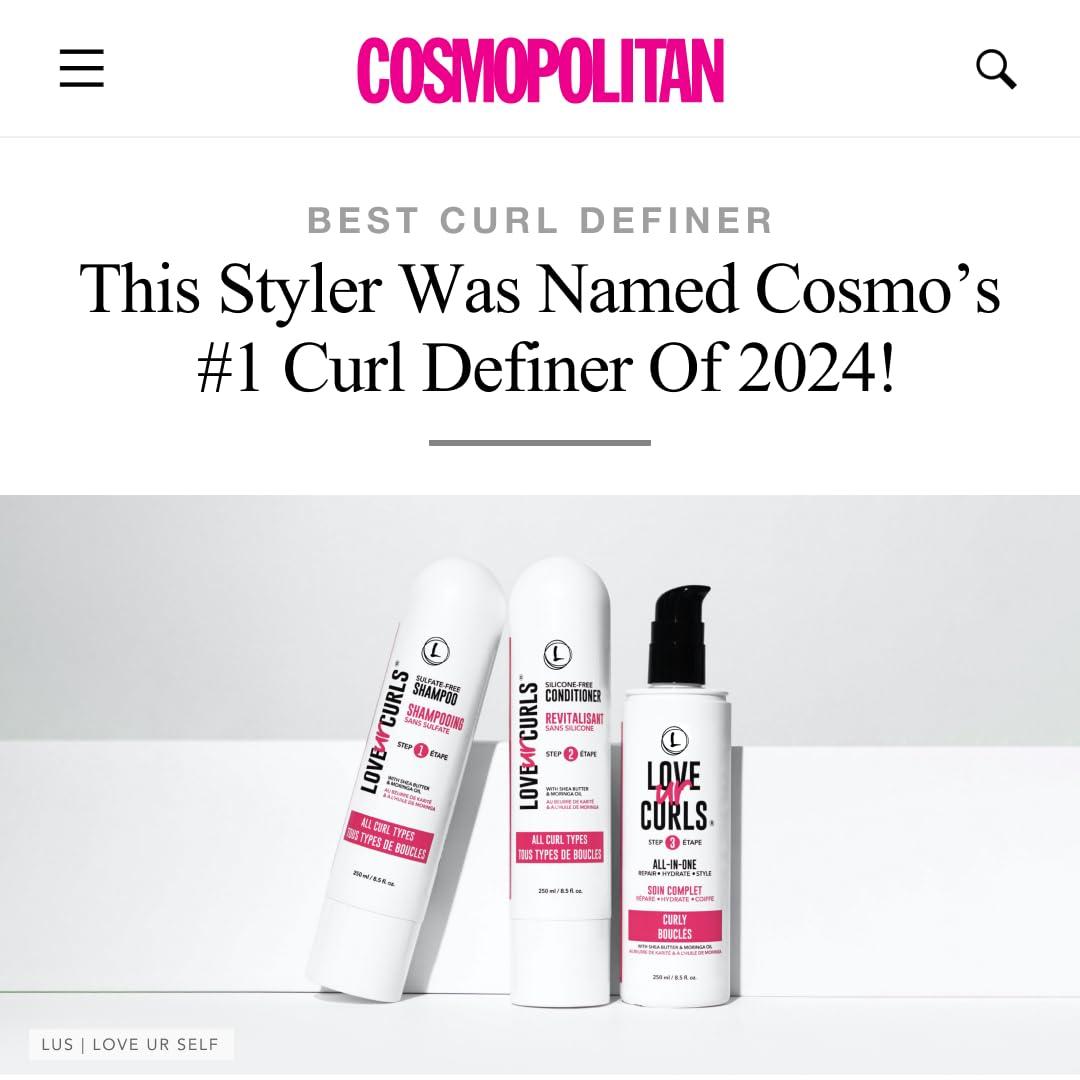 Love Ur Curls Love Ur Curls Shampoo & Conditioner Set with All in One Curl Cream Styler for Wavy Hair, 3 Step System to Repair and Moisturizing