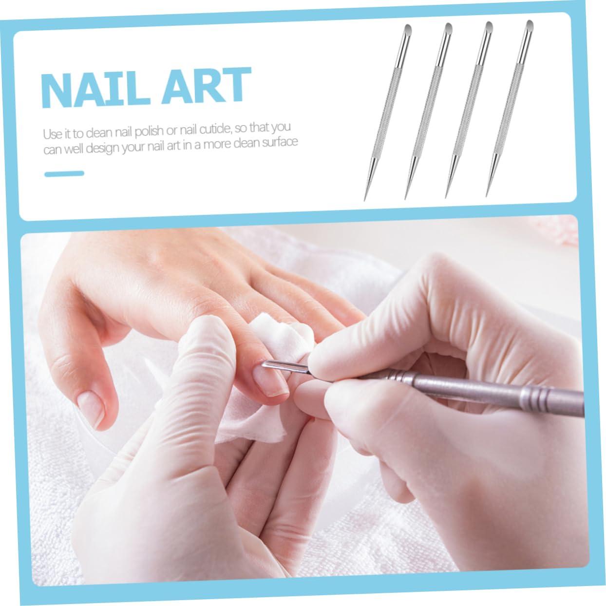 Healeved Healeved Professional Manicure Set 4pcs Cuticle Pusher Stainless Steel Nail Care Tools for Home Salon