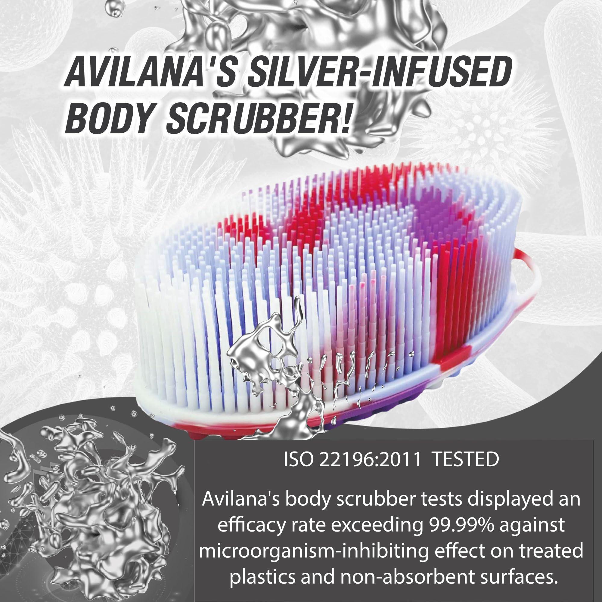 Avilana Avilana Silicone Exfoliating Body Scrubber Dual-Sided Silicone Loofah for Shower, Body Scrubber for Men & Women, Gentle Loofa Alternative, Easy-to-Clean Silicone Body Scrubber (Marbled with Silver)