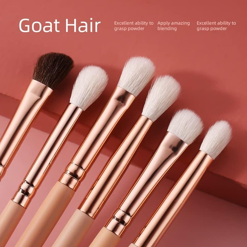 JMKJMJP JMKJMJP 15-Pack Rose Gold Makeup Brush Pink Natural Goat Hair Foundation Powder Blush Eyeshadow Brush Set