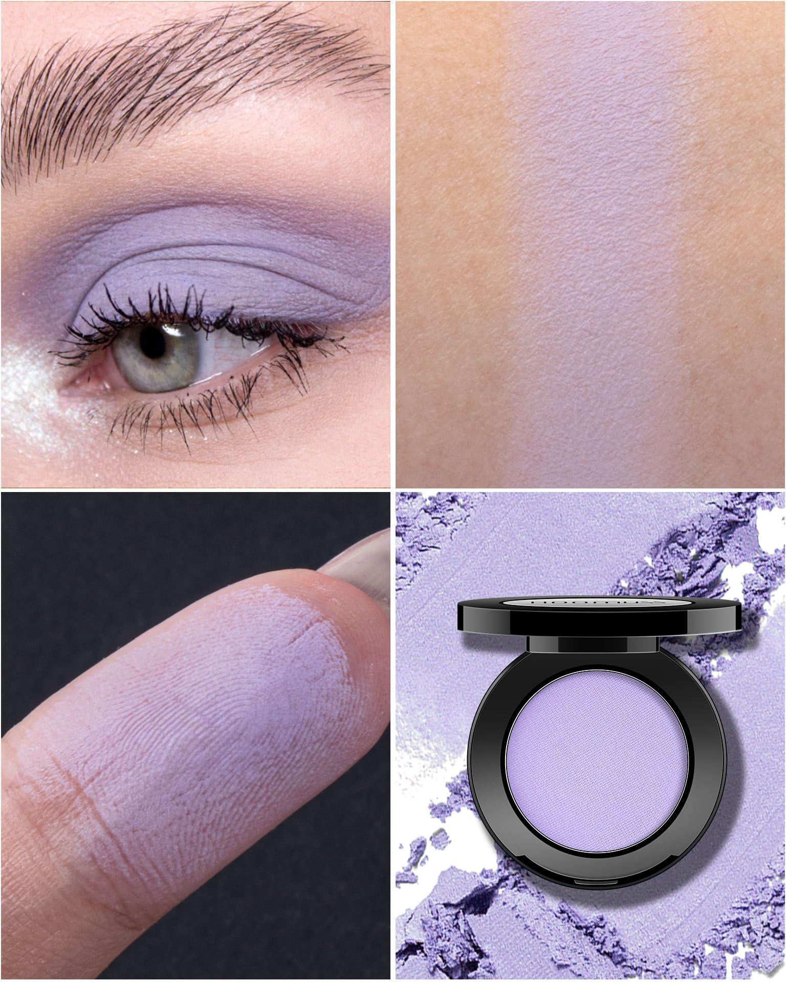 HOOMUSS HOOMUSS Single Purple Eyeshadow Matte Handmade Pressed Eyeshadow Powder Palette Long Lasting With No Creasing High Pigmented Intense Color Purple Eye Shadow (Lavender)