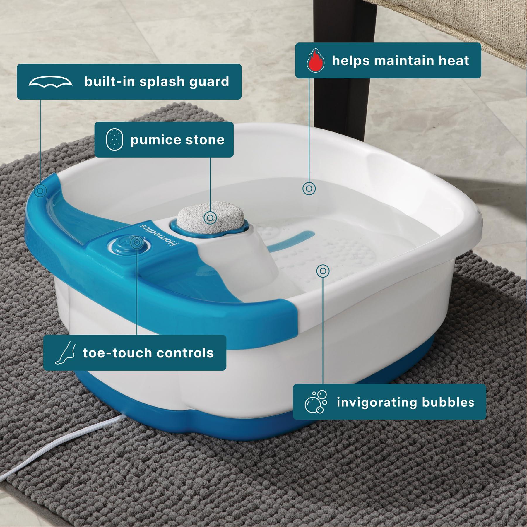 Homedics HoMedics Bubble Mate Foot Spa, Toe Touch Controlled Foot Bath with Invigorating Bubbles and Splash Proof, Raised Massage nodes and Removable Pumice Stone