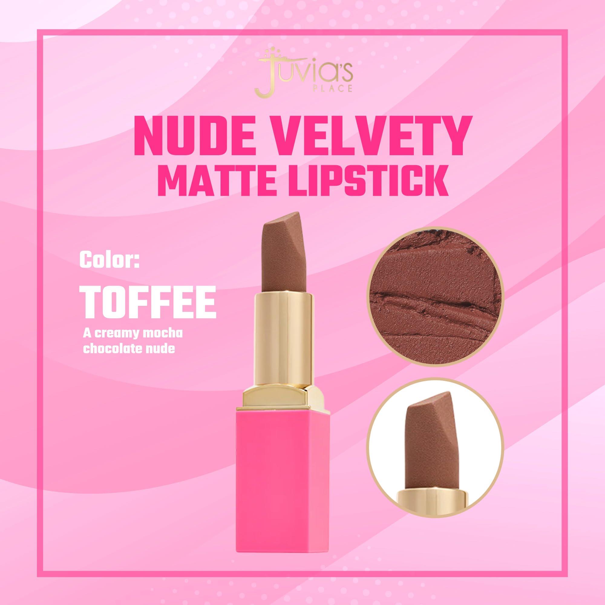 Juvia's Place Juvia\'s Place The Nude Velvety Matte Lipstick Toffee - Nude Matte Lipstick, Long-lasting Matte Lipstick, Rich-Color Lip Makeup, Creamy Lipstick with Matte Finish, Beauty & Lip Products