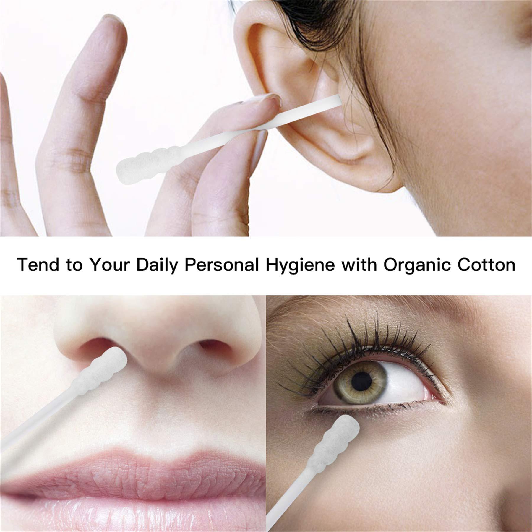 tifanso tifanso 200 Count Cotton Swabs, Natural Double Tipped Cotton Buds, Cruelty-Free Ear Swabs, Chlorine-Free Hypoallergenic(White)