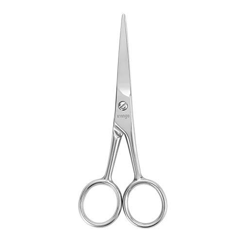 LIVINGO LIVINGO 4.5 inches Beard & Mustache Scissors for Men, Professional Rounded Tip Safety Sharp Stainless Steel Small Beauty Facial Nose Hair Trimming Shears Kit with Mini Comb and Leather Case