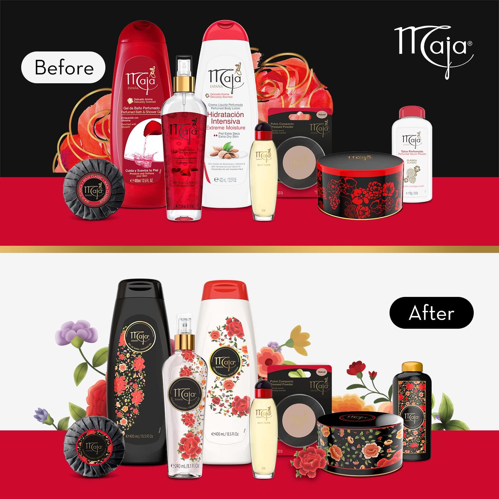 Maja Maja Bath and Shower Gel, Body Wash Enriched With Glycerin that Protects and Softens Your Skin Keeping It Clean and Fresh, 13.5 Oz, Bottle (Pack of 2)