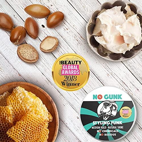 NO GUNK NO GUNK 100% Natural Styling Wax/Pomade for Hair & Beard - Medium Hold - Natural & Organic Ingredients - Styling Funk - Winner, Best Male Hair Product 2018, PURE Beauty Global Awards (Original, 50g)