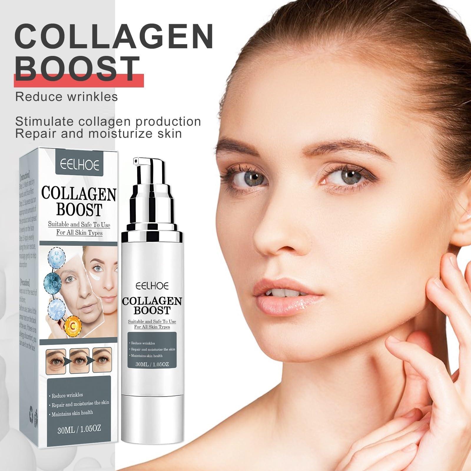 OUKPANE 3Pcs EELHOE Collagen Boost Anti Aging Serum, EELHOE Collagen Anti-Wrinkle Cream, Voletas Collagen Boost Anti-Aging Serum