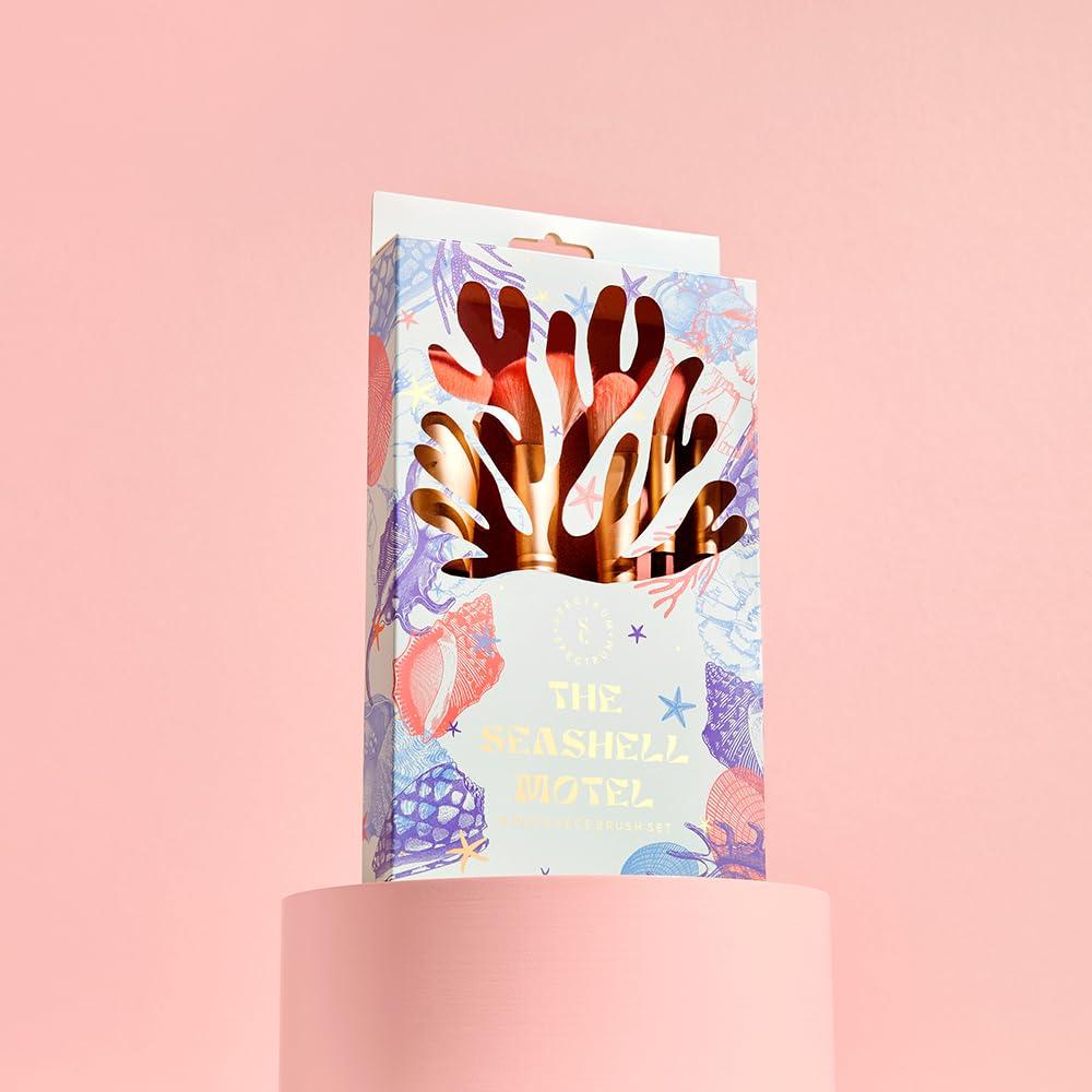 Spectrum Collections Spectrum Collections The Seashell Motel Make Up Brushes, Spectrum Makeup Brushes Set Including Face Brushes and Eye Brushes with Soft Synthetic Bristles, 5 Piece Makeup Brush Set