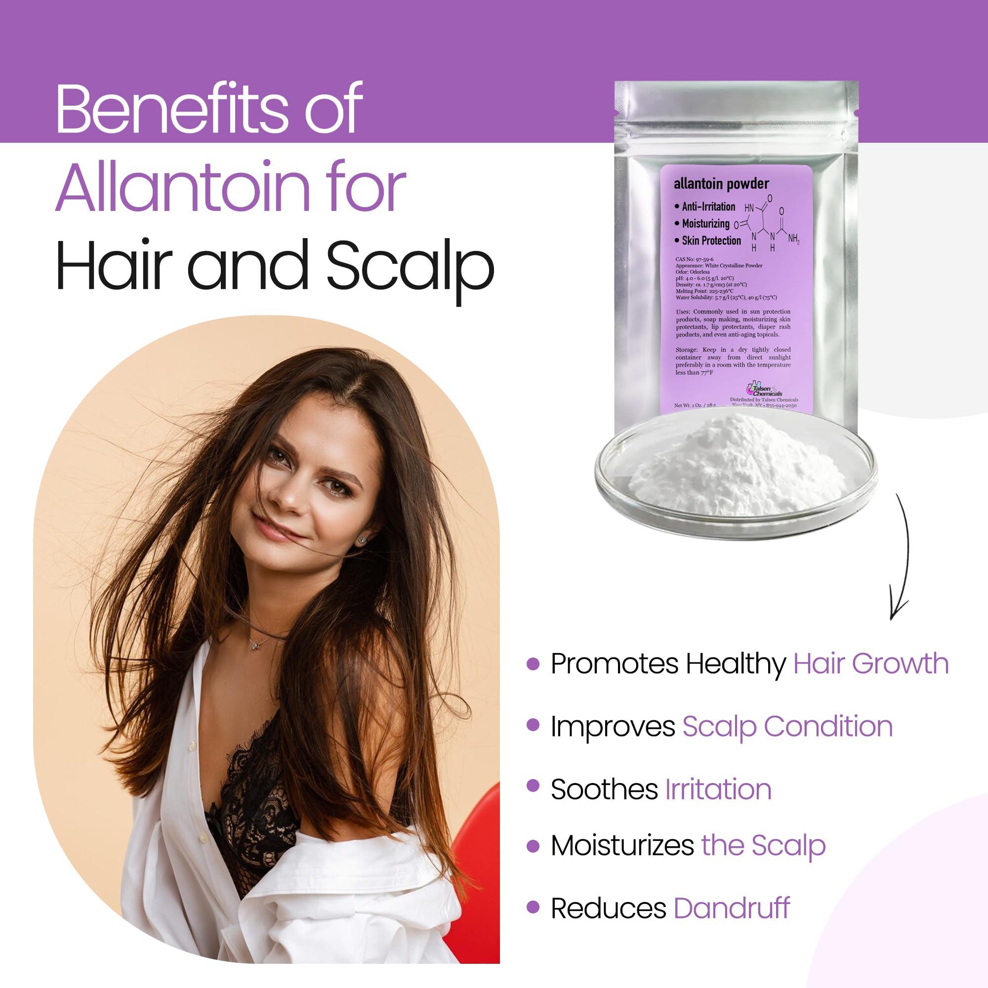 Talsen Chemicals Allantoin Powder Cosmetic Grade 1 Oz / 28 Grams - Organic Allintoin for DIY Emulsion Cream Lotion Skin Care - Hydrates & Promotes Exfoliating Dry Skin Ideal for Skincare by Talsen Chemicals