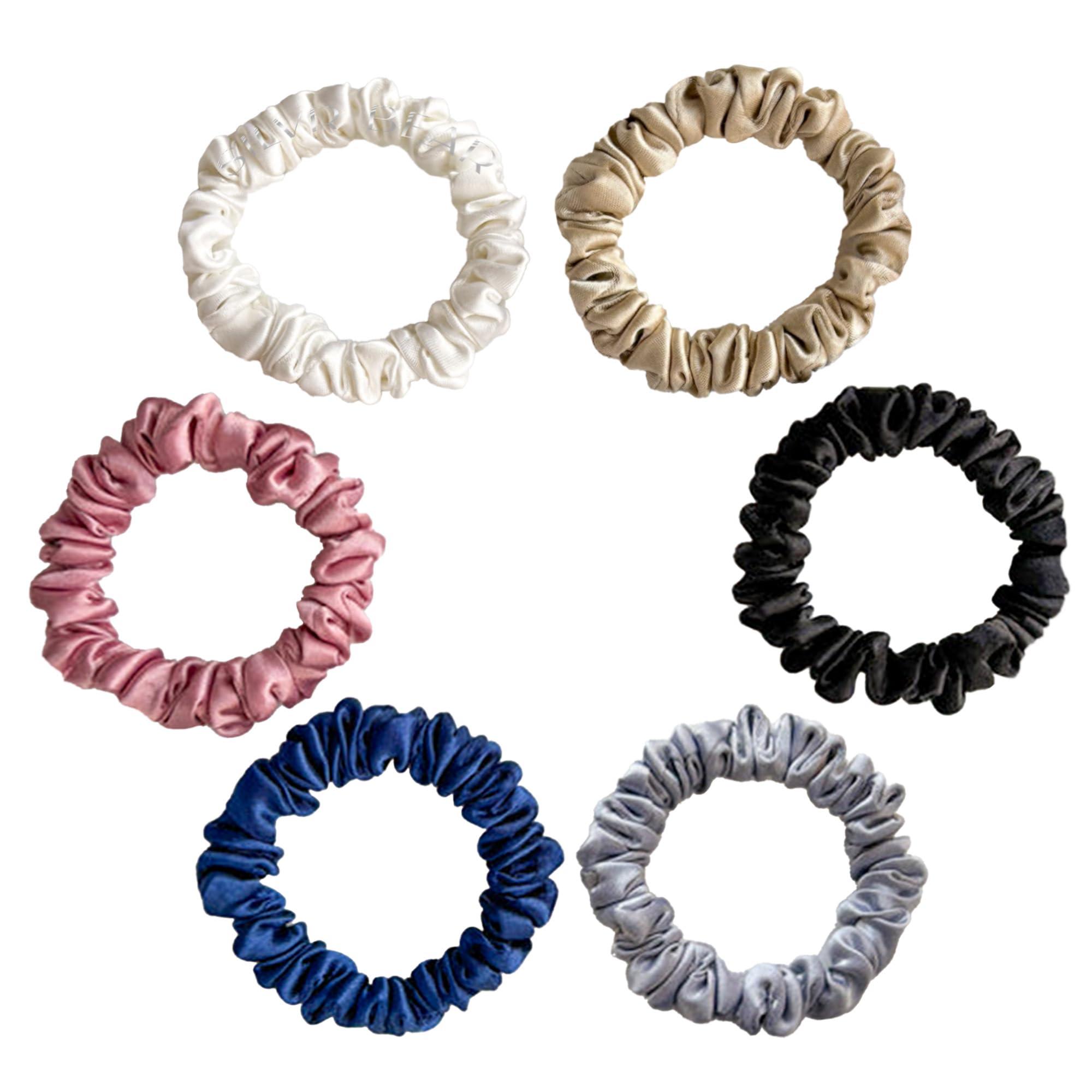 Silvr Bear SILVR BEAR Luxury Satin Scrunchies, Satin Hair Ties for Thick, Thin & Curly Hair, Scrunchies for Women, Girls & Men Softer than Silk Hair Ties (Classic Skinny)