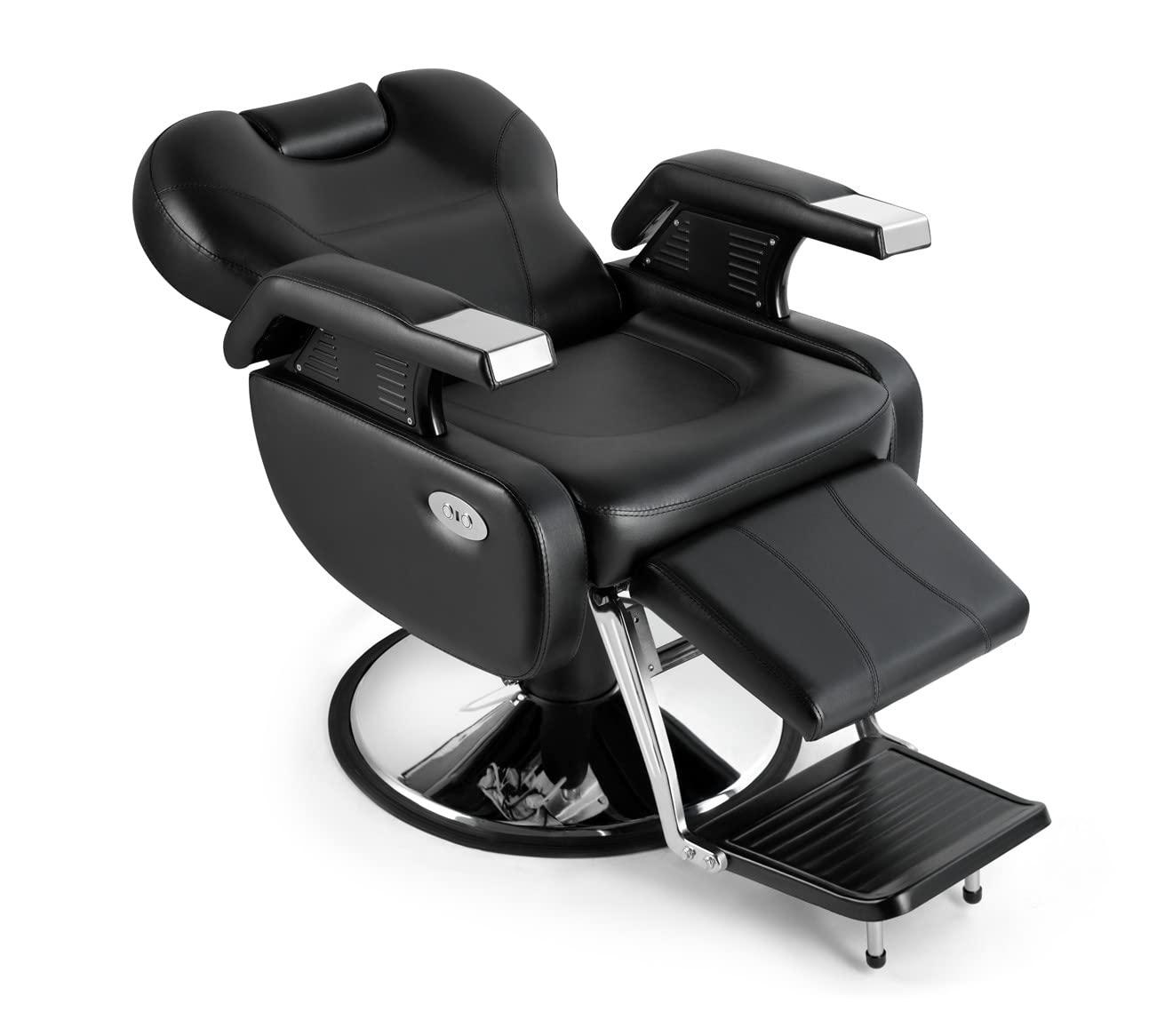 Beautymega Beautymega Black Electric All Purpose Hydraulic Recline Barber Chair Styling Chair Extra Strong Salon Chair