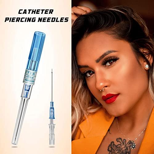 combofix combofix Catheter Piercing Needles 6pcs 22G Gauge Catheter Piercing Needles IV Catheter Needles for Ear Nose Belly Piercing Disposable Piercing Needles
