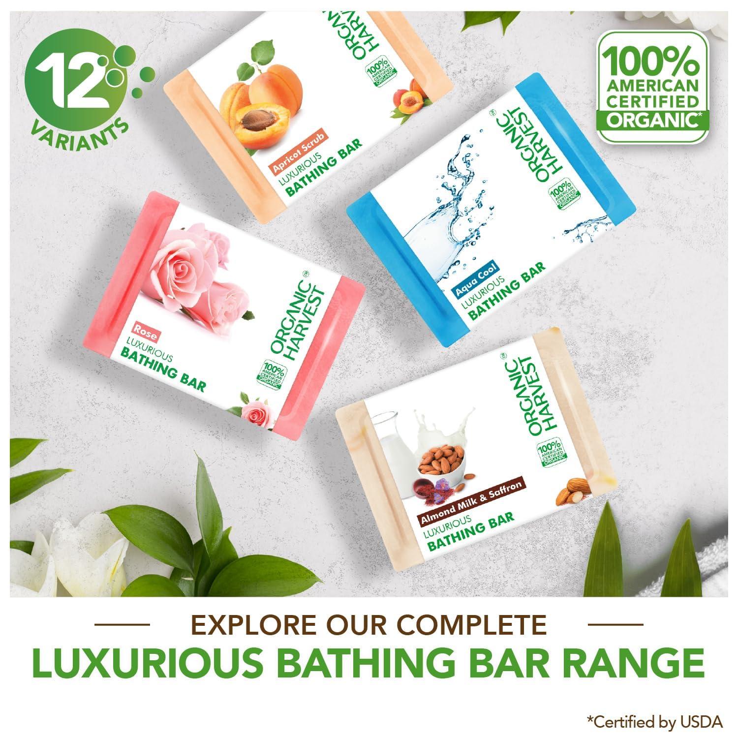Generic Organic... Harvest Luxurious Bathing Bar: Sandalwood & Saffron | Sandalwood & Saffron Bar Soap for Gentle Cleansing | 100% American Certified Organic | Sulphate & Paraben-free, 125gm (Pack of 3)