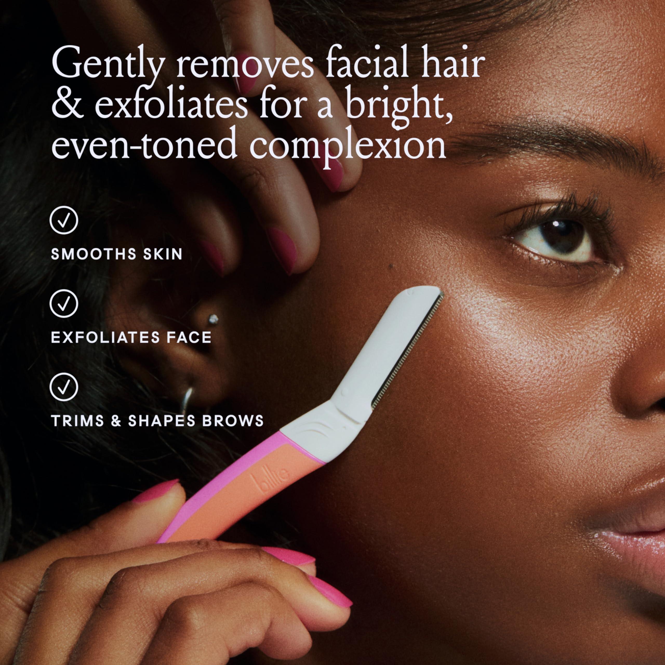 Billie Billie Dermaplane Starter Kit + Body Buffer Exfoliating Bar - Reusable Handle, 3 Refill Blades, Remove Hair & Exfoliate