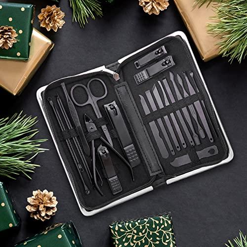 UMEINAC TECH Manicure Set Manicure Kit Nail Grooming Kit for Men Women, 21 in 1 Pedicure Set Professional Nail Clipper Set Nail Care Tools Kit for Travel- Black