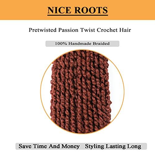 Flagship Passion Twist Hair 30 Inch Ginger Color Long Pre-twisted Passion Twists Crochet Hair Copper Red Pre-looped Curly Crochet Hair for Black Women (6Packs,350)