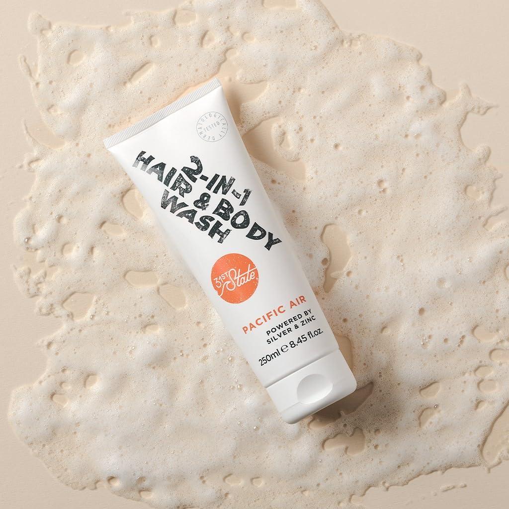 31st State 31st State Skincare Grooming Gift Set - Core Four Foaming Face Wash (150ml), 2-IN-1 Hair & Body Wash (150ml), Overnight Clearing Pads (50 Pads) & Aluminum Free Roll-On Deodorant (50ml), White