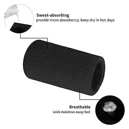 GOGO GOGO 2 PCS Thick Wristband 6 Inch Long Terry Cloth Sports Sweatband Black