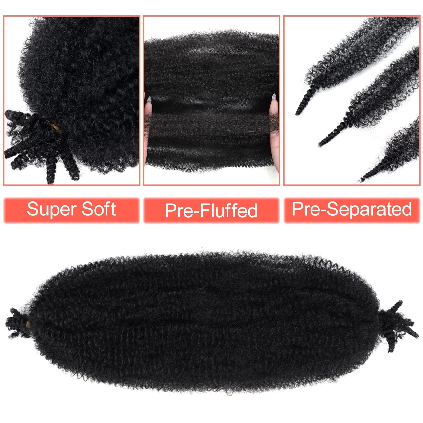 GOWIT Marley Twist Braiding Hair 18 Inch 7 Packs Afro Twist Hair Pre Separated Spring Twist Hair Pre Fluffed Cuban Twist Hair Synthetic Wrapping Hair Extensions for Soft Locs(18\",1B)