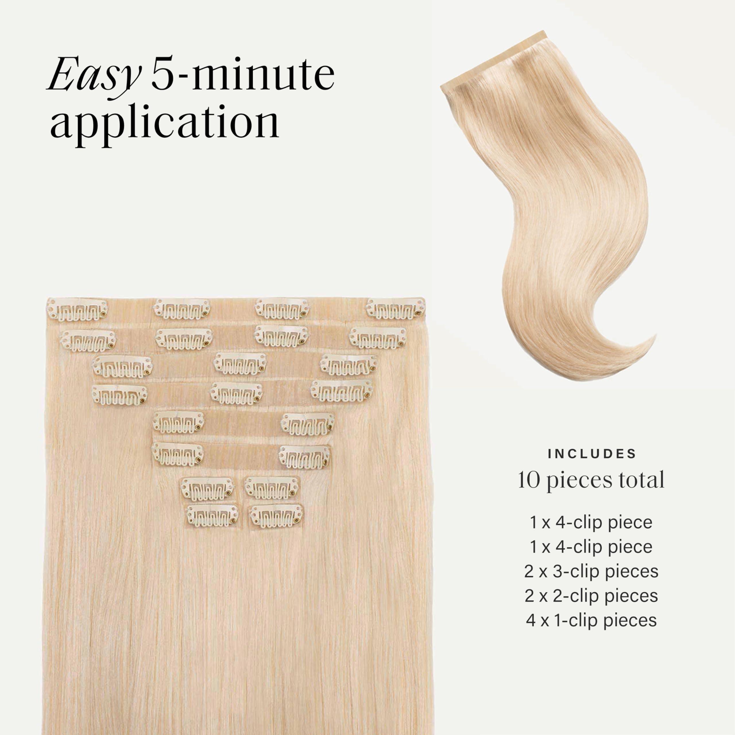 Luxy Luxy Hair 24\" Platinum Blonde Seamless Clip-In Hair Extensions (240 grams) 100% Remy Human Hair, Natural, Discreet, 10-Piece Set, Blends Easily