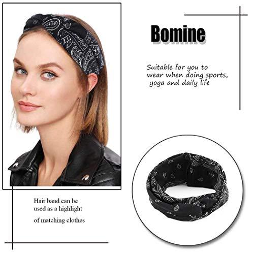 Bomine Bomine Boho Bandana Headbands Stretch Criss Cross Headband Fabric Turban Head Wraps for Women and Girls 3Pcs