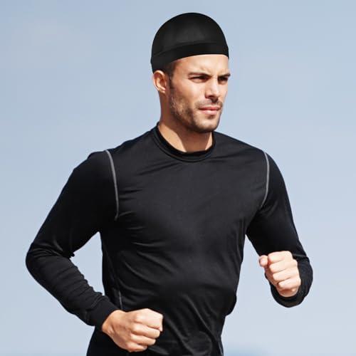 WY LIGHTING LEVEL Silky Bonnet for Men, Wave Cap Satin Silk Hair Bonnet for Sleep, Durags Elastic Band Wave Caps for 360 540 720 Waves, Sleeping Shower Caps Silk Hair Wrap for Men Women (Black)