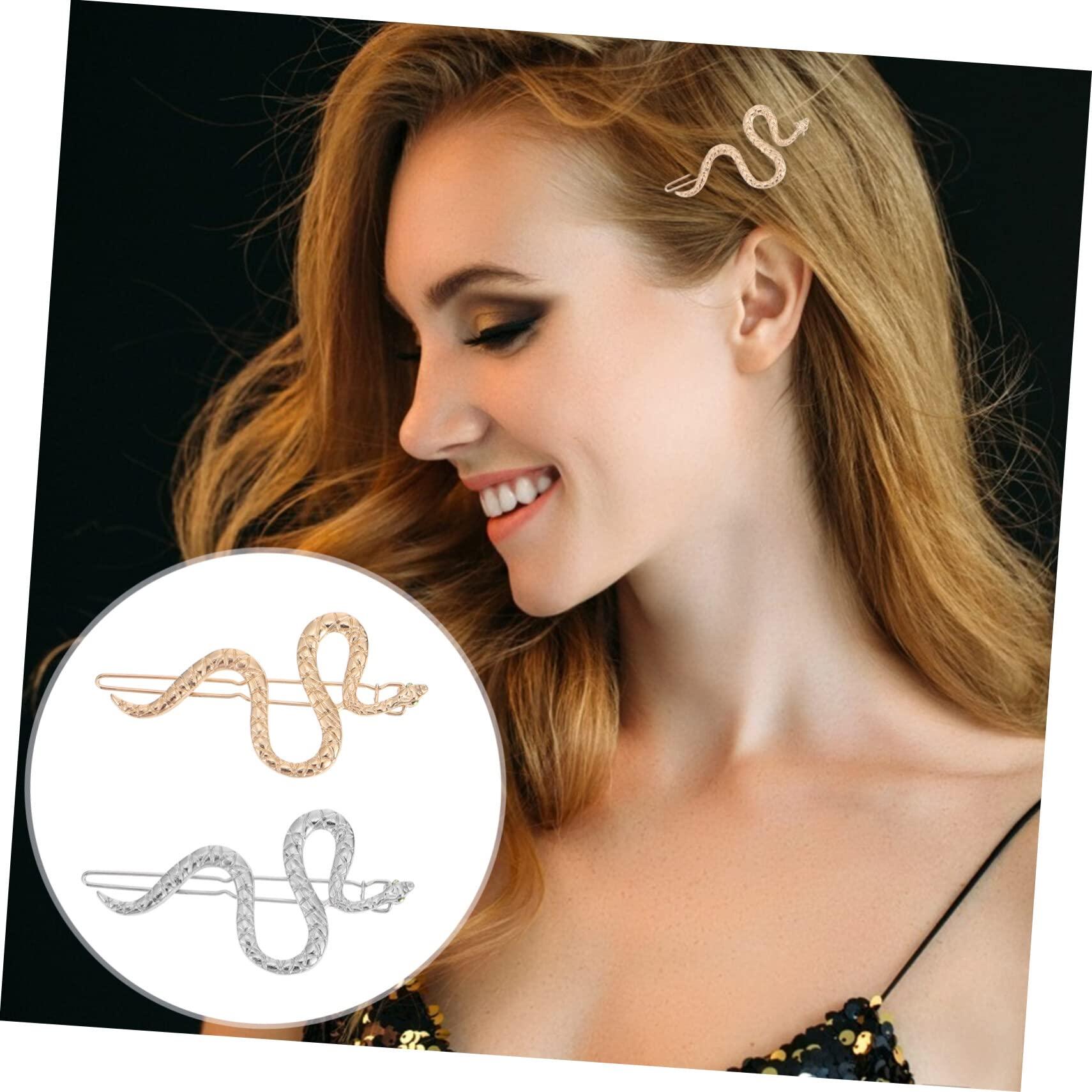 FRCOLOR FRCOLOR Snake Hair Clips 4pcs Snake Hairpin Wedding Hair Clips Metal Gold Snake Jewelry Geometric Hair Clips Snake Hair Barrettes Snake Pattern Hair Snap Clips Alloy Hair Trinket Banana Gift