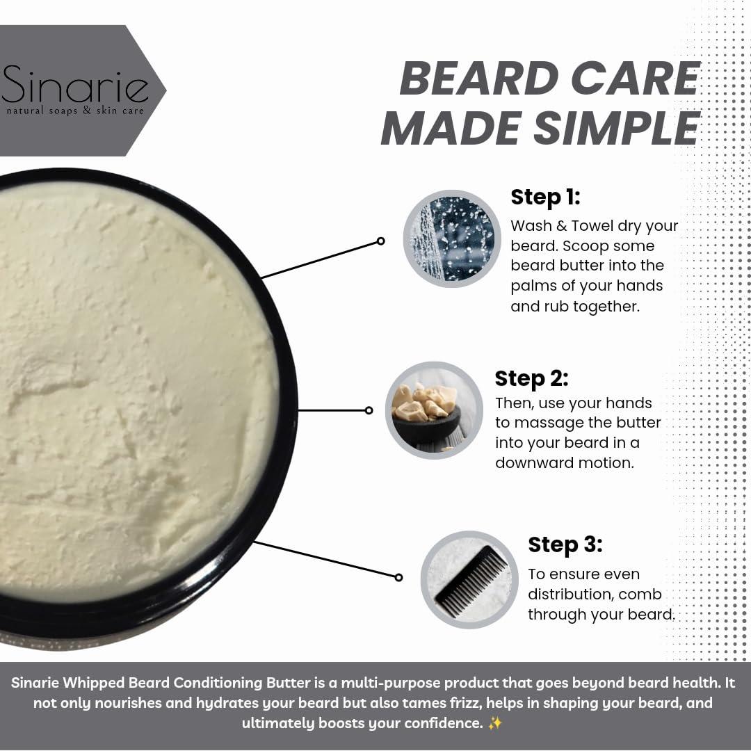 Sinarie Sinarie Whipped Beard Butter for Men - Hydrating Nourishing Repair for Hair, 4 oz., 1 count - Beard Conditioner, Beard Butter, Beard Oils, Beard Balm