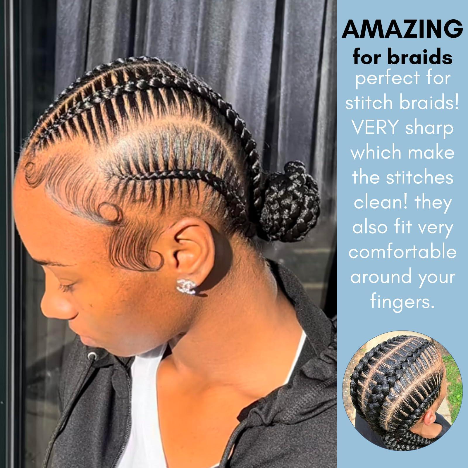 Cross Edge Corporation Quick Braid Aid Finger Parting Tool & Sectioning Rings Set- Stainless Steel Stitch Braiding Tools for Durable Dreadlocks Wig & Installation of Human Hair Loc Extensions Beader Tool (Blue Set)