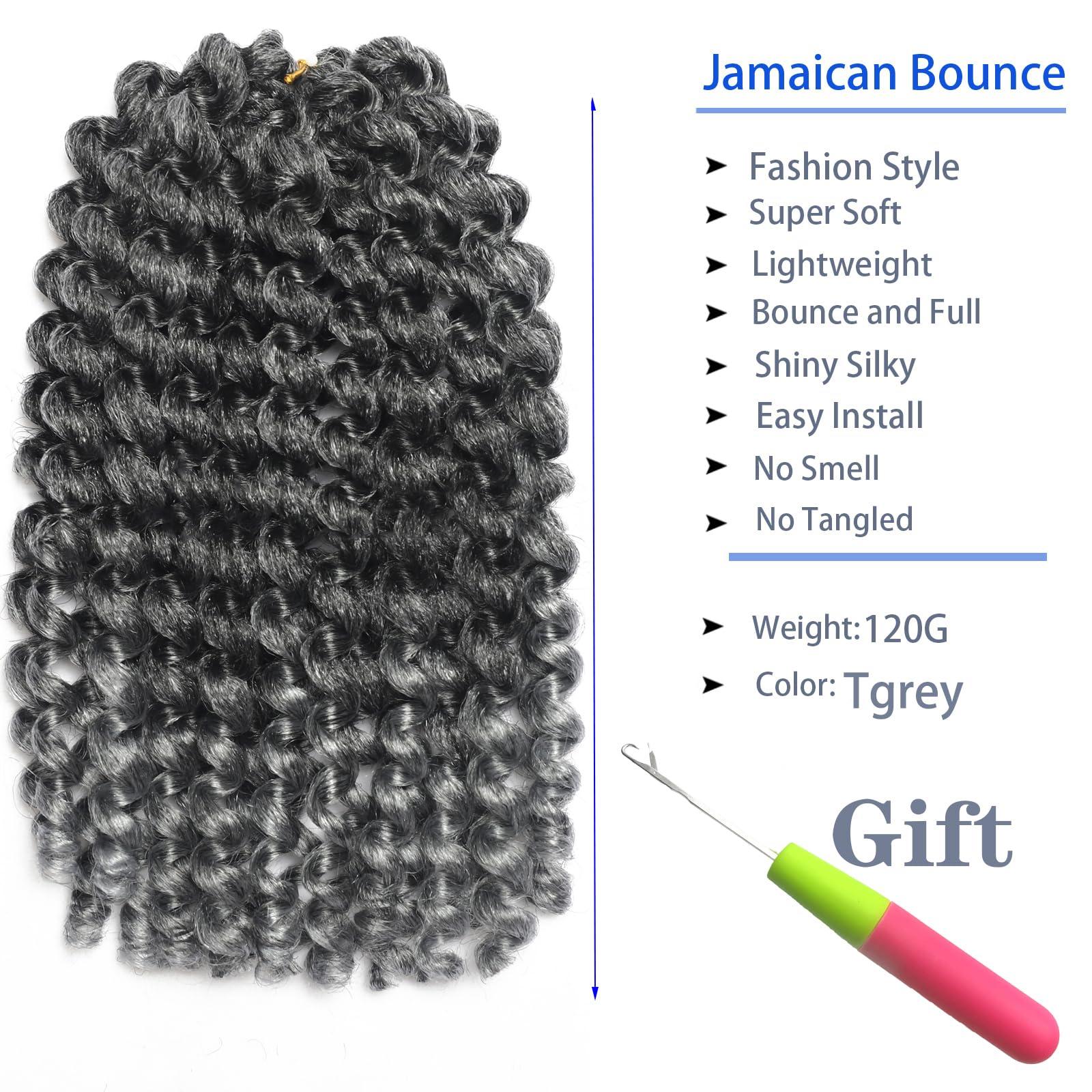 Svolna 3Packs 2X Ringlet Wand Curl 12 Inch Jamaican Bounce Crochet Hair Synthetic Crochet Braids Hair Extensions Crochet Braiding Hair 20 Roots (12Inch (Pack of 3), TGrey)