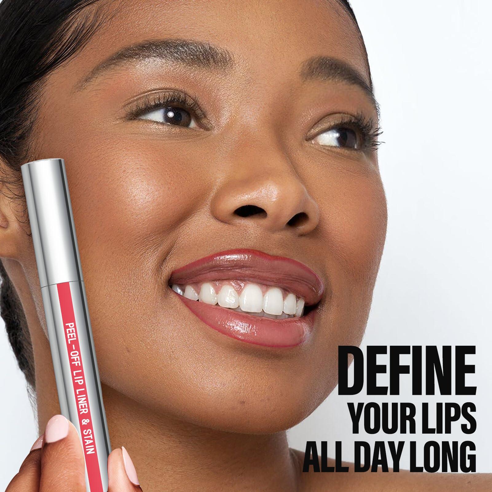 Cilrofelr Cilrofelr Peel Off Lip Liner Stain, Long Wear Tattoo Lip Liner with Tweezer, Peel Off Lip Stain with Matte Finish, Long Lasting, Waterproof, Transfer-proof, Highly Pigmented Color (Rose)