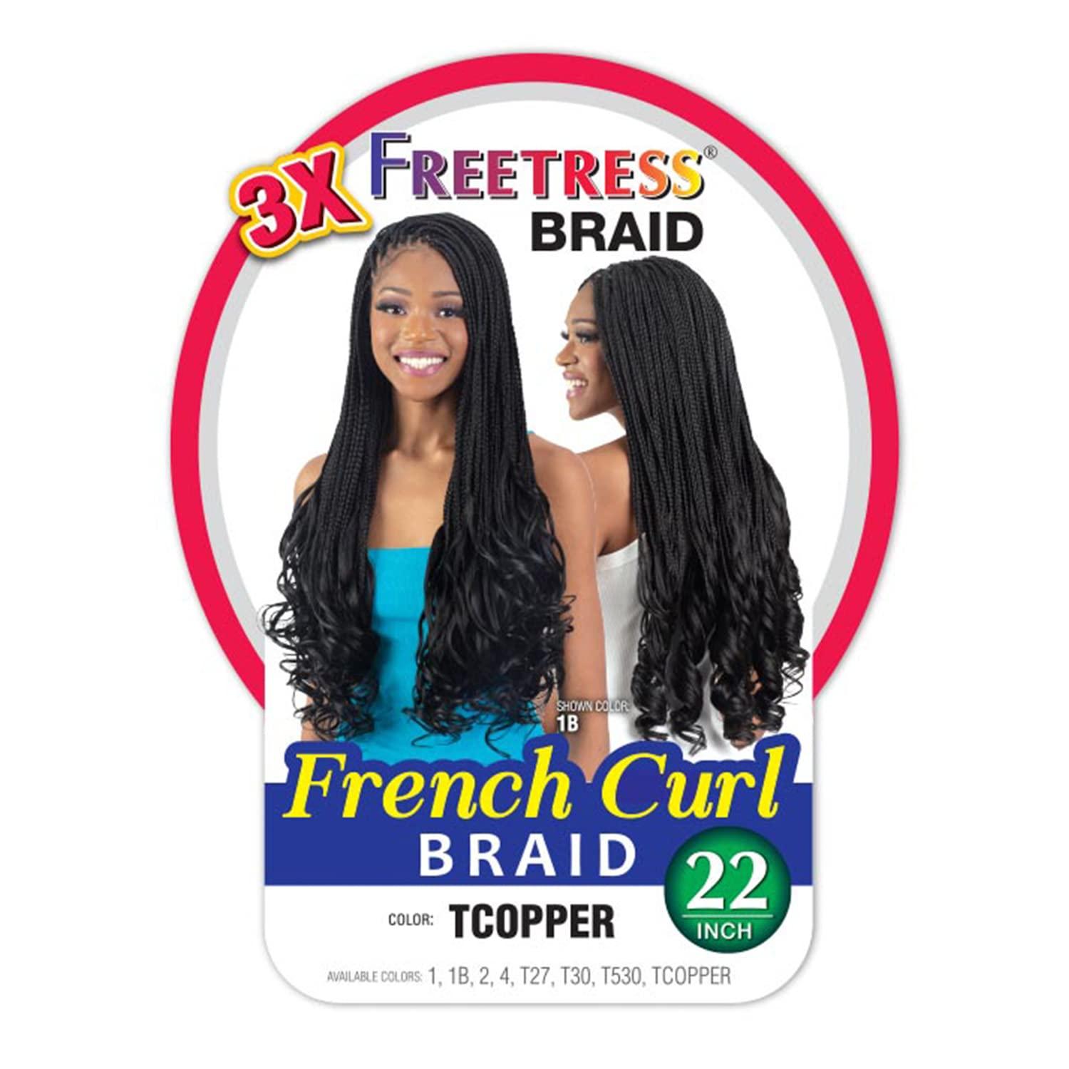 FREE TRESS FreeTress Crochet Braids 3X French Curl 22\" (pack of 3, T530)