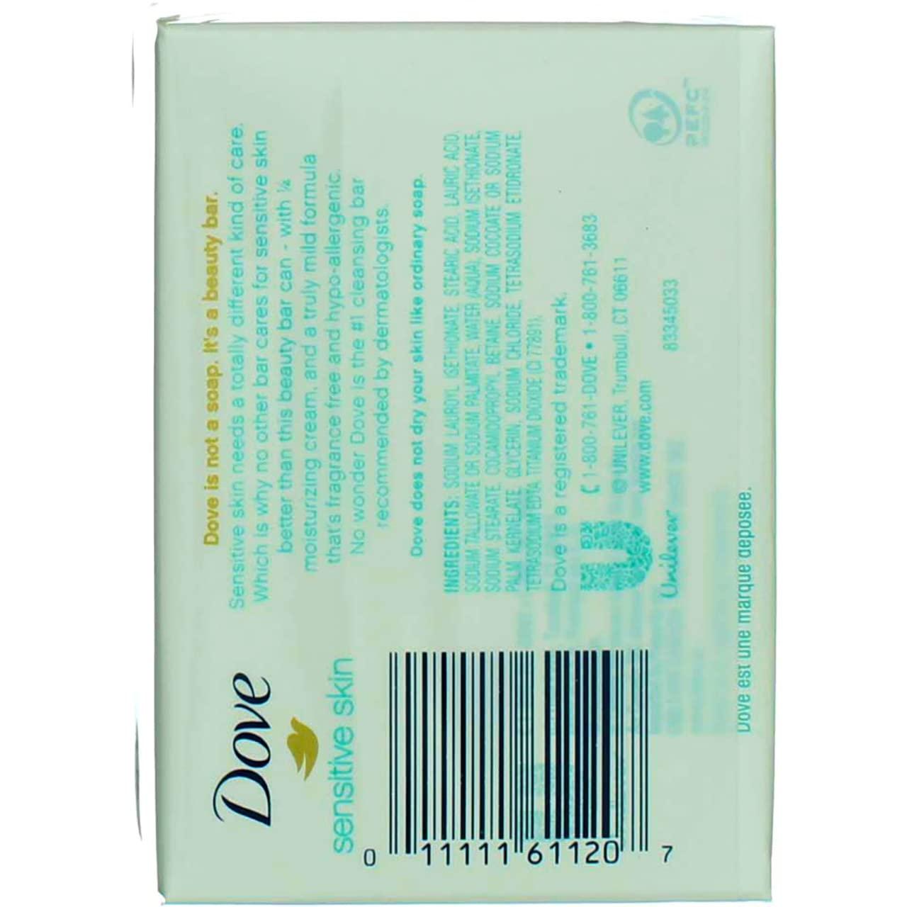 Dove Dove Sensitive Skin Beauty Bar Soap, Unscented, 4 oz, 2 Ct (2 Pack) (Bundle)