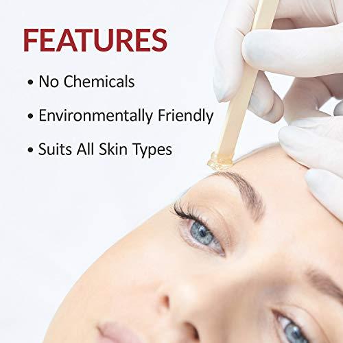 MOOM MOOM Organic Eyebrow Waxing Kit with Pomegranate Oil & Chamomile - Natural Sugar Hair Removal Glaze with 12 Reusable Strips & 4 Applicators for Sculpting 0.6 oz. 1 Pack