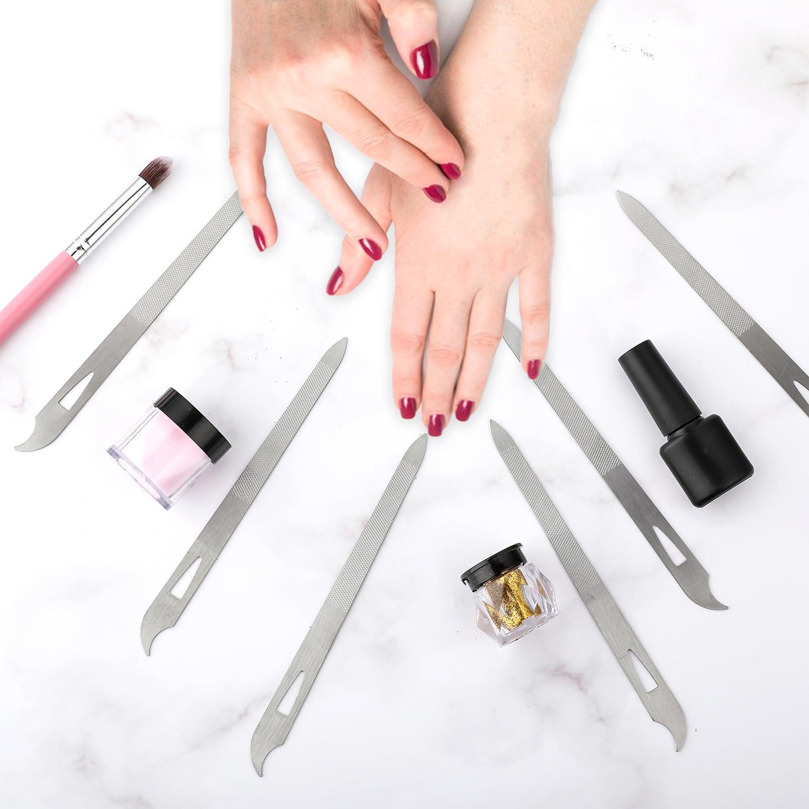 WLLHYF WLLHYF 6 Pack Nail Files for Natural Nails Metal Fingernail File Stainless Steel Double Sided Nail Filer Thin Durable Nail File Manicure Pedicure Toenails Tools with Curved Pointed Tip