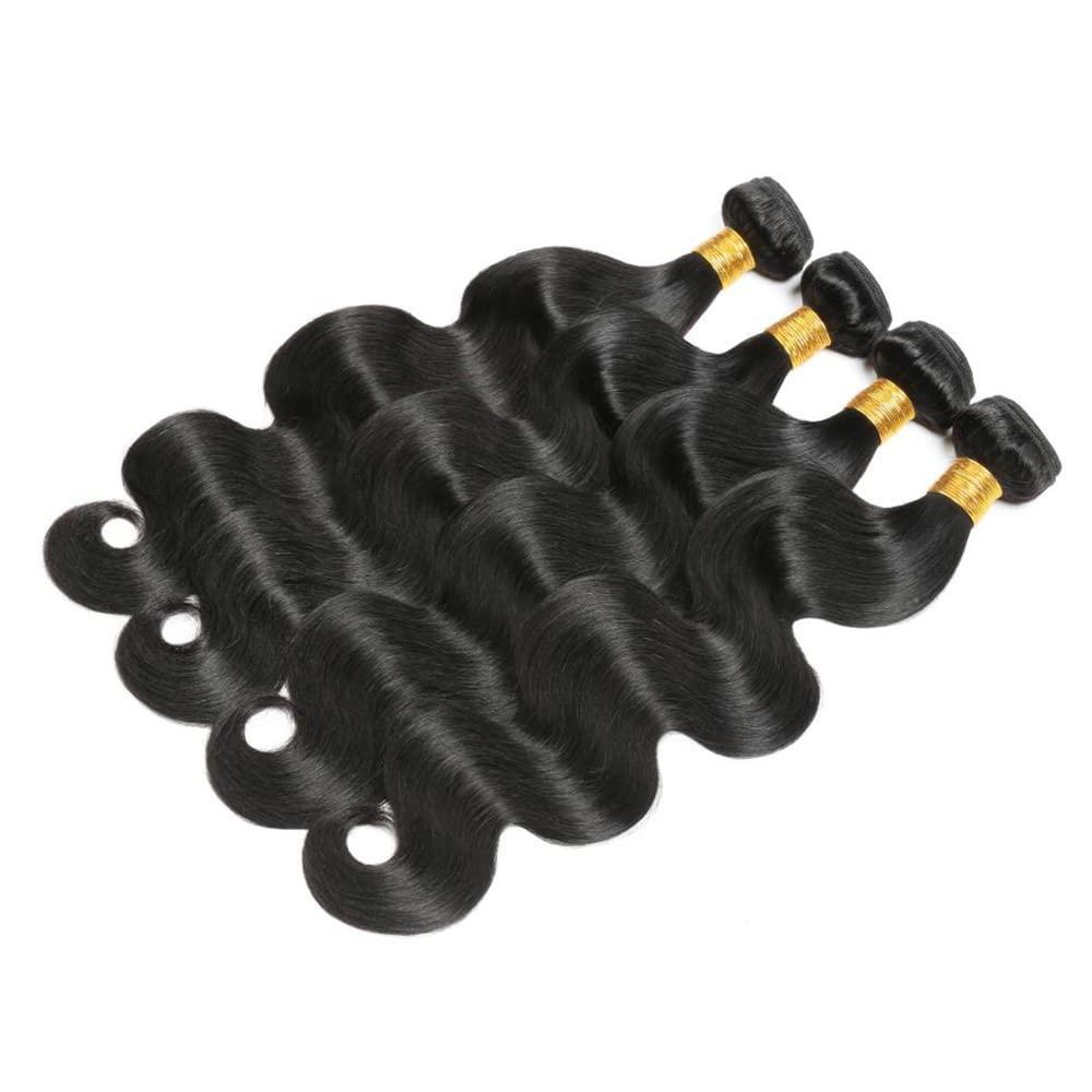 lorauroga 12 14 16 Inch Body Wave Brazilian Remy Hair Weaves Real Human Hair Extensions Natural Black Grade 8A Unprocessed Virgin Hair Bundles Double Weft Hair Weave For Women