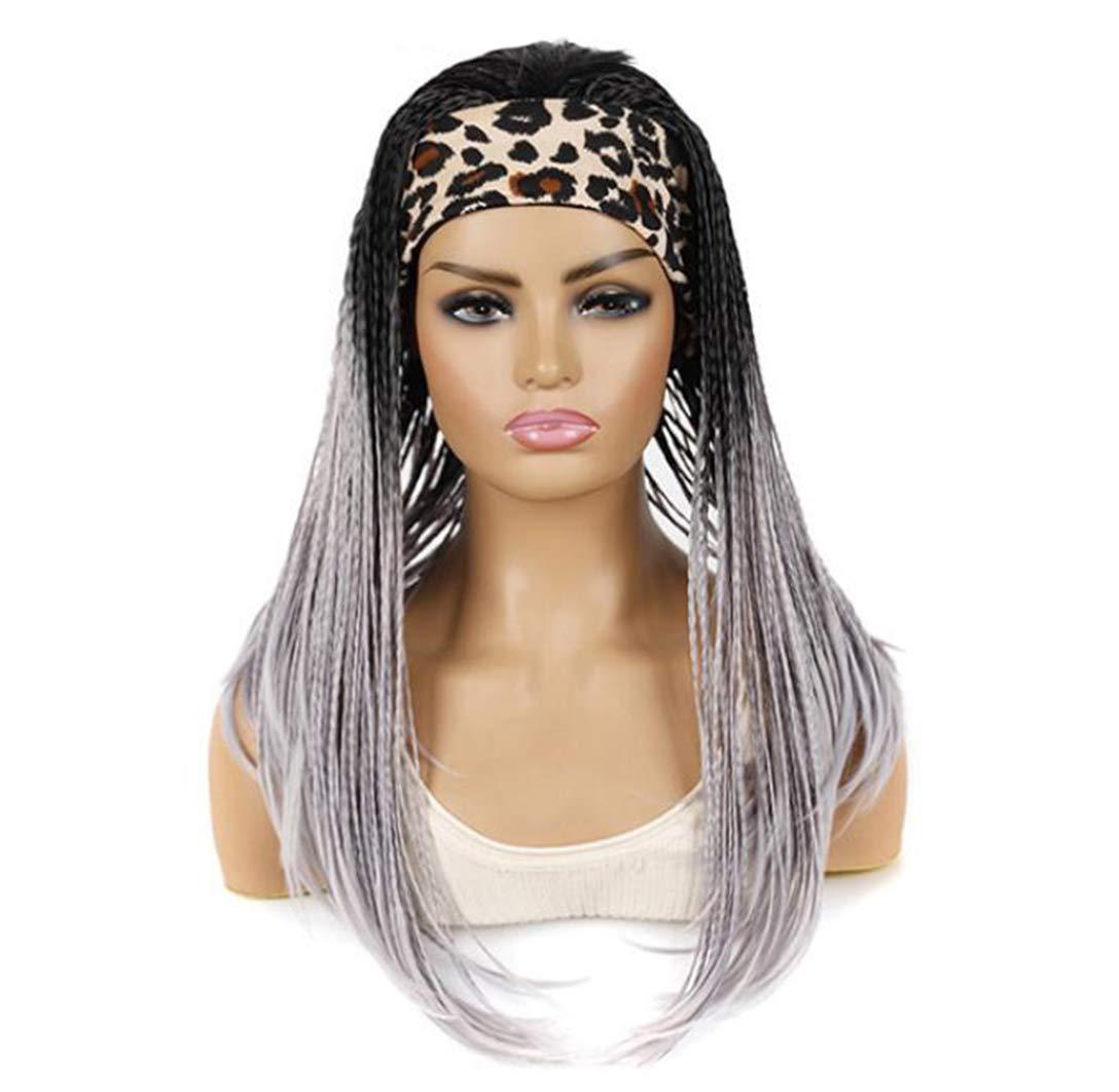 KXW KXW Braided Headband Wigs for Black Women, Long Braided Wigs with Handband Attached, Box Braid Wig Crochet Hair, Hip Hop Punk Style (4 Colors, 18in/45cm)