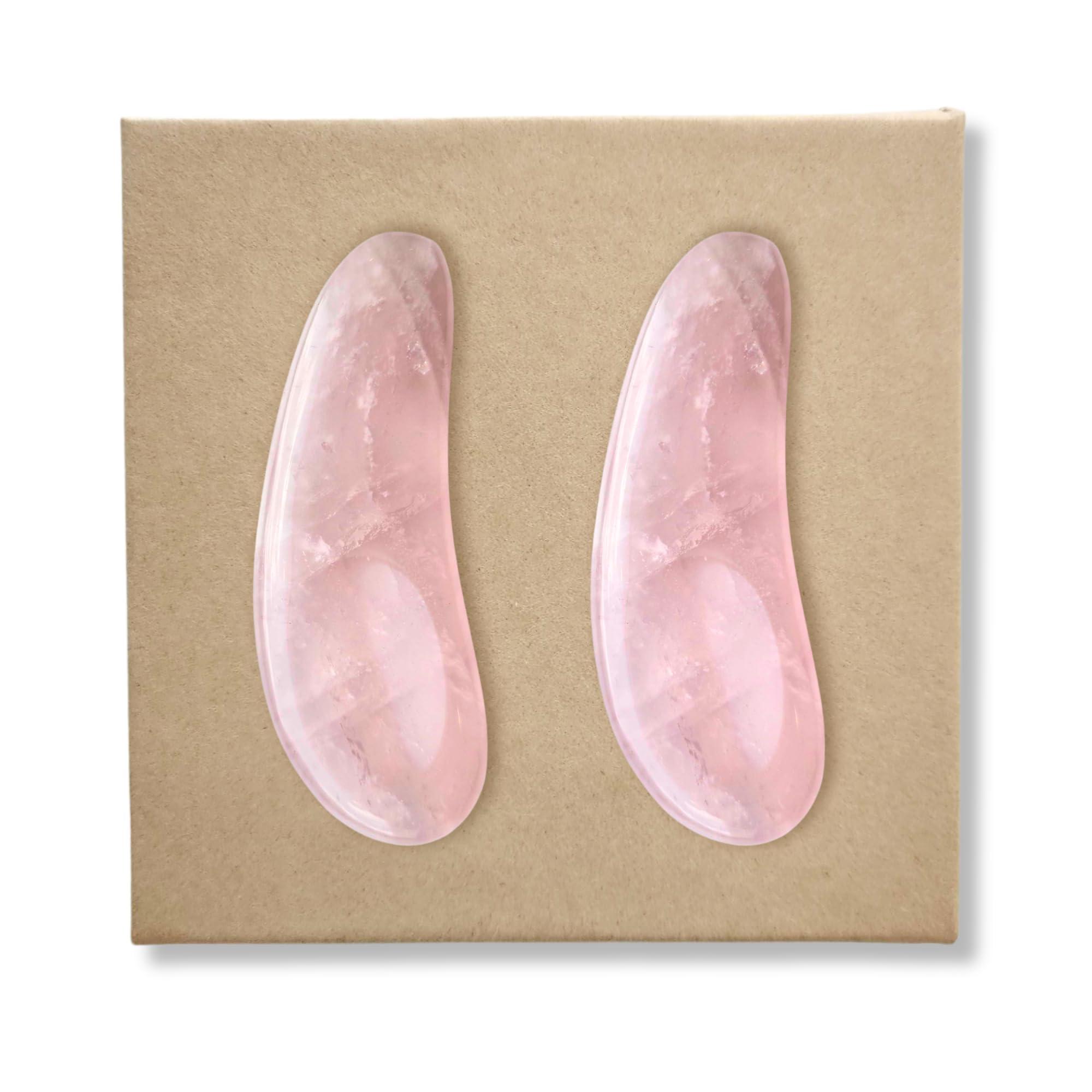 Noche Y Dia Noche Y Dia Rose Quartz Spoon 2-in-1 Beauty Tool: Spatula & Gua Sha for Face - Massager and Skincare Applicator for Creams, Serums, and Masks - 2 Pack